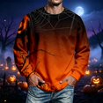 thumbnail image 4 of Men's Halloween Sweatshirt Haunted House Pullover Long Sleeve Scary Ghost Pumpkin Shirt Casual Spooky Graphic Top White 5XL, 4 of 6