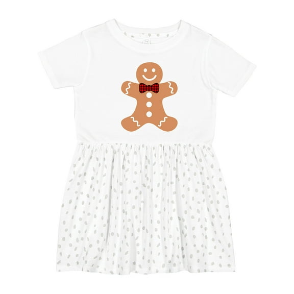 Inktastic Cute Gingerbread Man with Red Plaid Bowtie Girls Toddler Dress