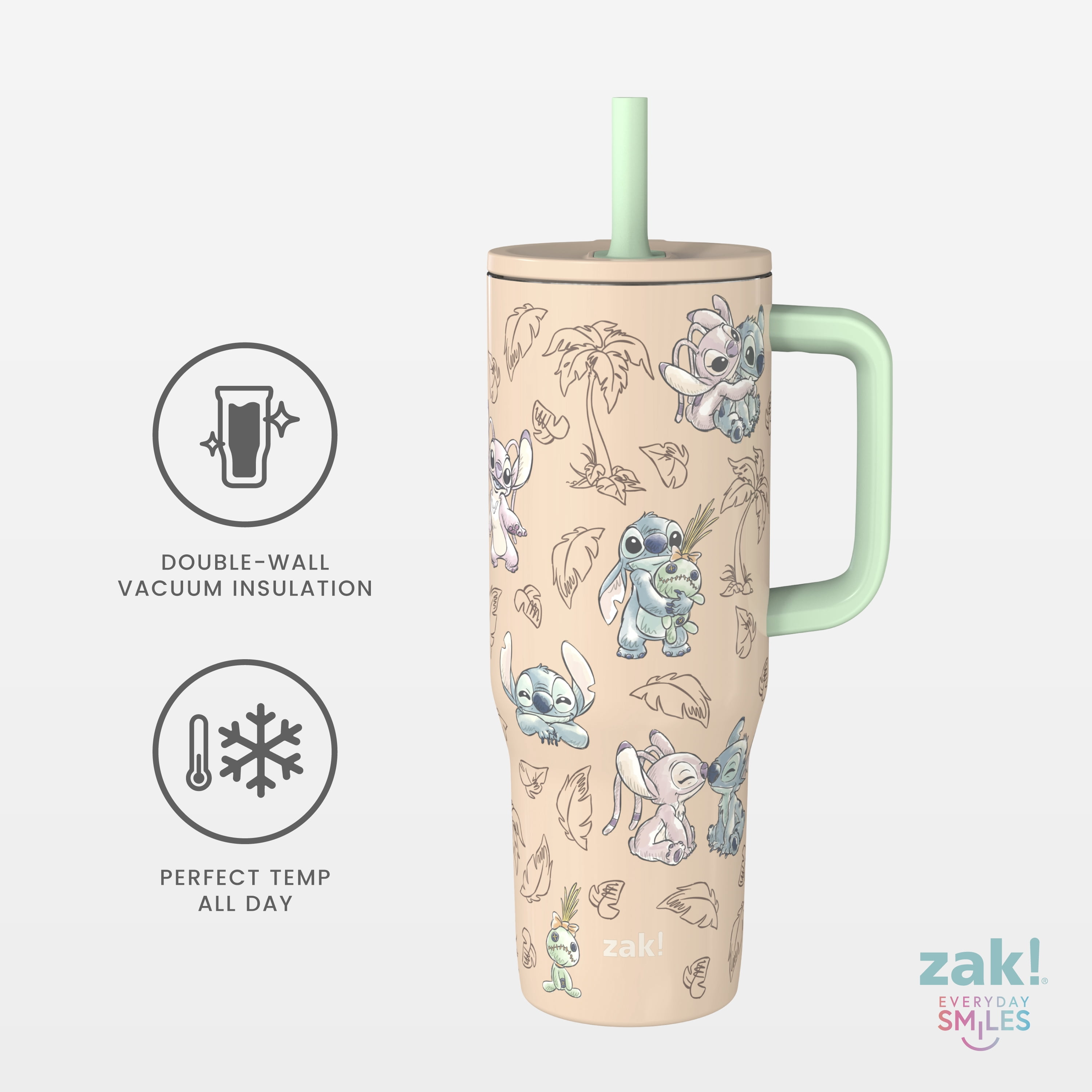 Zak Designs 30oz Stitch Double Wall Stainless Steel Vaccuum Insulated Sutton Straw Tumbler