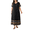 Black, variant on Women's Plus Dresses Summer Short Sleeve V-Neck Loose Fit Ethnic Colorful Striped Hem Bohemian Skirt 1X-5X