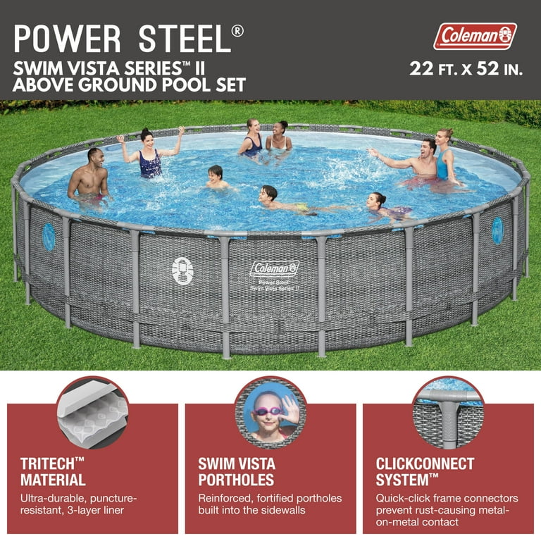 Coleman power steel 52 inch frame swimming pool set discount