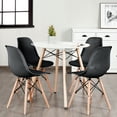 thumbnail image 2 of Costway Set of 4 Plastic Hollow Out Chair Mid Century Modern Wood-Leg Seat Black, 2 of 12