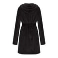 thumbnail image 6 of Lovskoo Flannel Bathrobe for Women Winter Warm Soft Solid Color Long Sleeve Sashes Pokets Fleece Sleepwear Dress Hooded Nightgowns Loungewear Black, 6 of 8