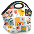 thumbnail image 2 of Herdesigns Boho Neoprene Lunch Bag, Chicken Rainbow Insulated Lunch Box for Women Men Washable Lunch Tote Soft Lunch Container With Zipper for Work Picnic Travel, 2 of 7