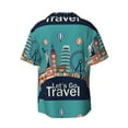 thumbnail image 2 of KLL Let's go Travel Print Men's Shirt Short Sleeve Button Down Summer Cuba Beach Shirts- 4X-Large, 2 of 7