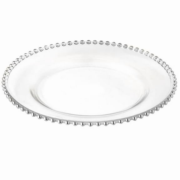 Jiallo 31172 13 in. Silver Beaded Charger Plates - Set of 4
