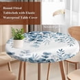 thumbnail image 4 of Blue Green Eucalyptus Leaves Round Tablecloth, Fitted Table Cover with Elastic for 36"-44" Round Tables, Spring Summer Botanical Table Cloth Outdoor Indoor Dinning Party Waterproof Tablecloths, 4 of 7