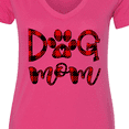 thumbnail image 4 of Inktastic Dog Mom with Paw Print in Plaid Women's V-Neck T-Shirt, 4 of 5