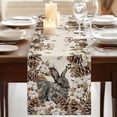 thumbnail image 3 of Table Runners 70 Inches Long Dress Scarves, Grey Rabbits Farmhouse Coffee/Dining/Kitchen Table Decor, Holiday Table Runner, Pine Cones Brown Plants Rustic Leaves Vintage 13x70 Inch, 3 of 9