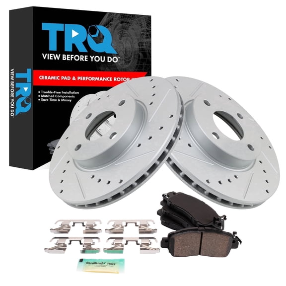 TRQ Front Brake Pad and Rotor Set Ceramic G Coated Rotors Fits 2018-2022 Nissan Kicks 2020-2022 Versa