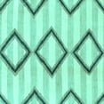 thumbnail image 1 of Ahgly Company Machine Washable Indoor Square Abstract Turquoise Blue Modern Area Rugs, 5' Square, 1 of 4