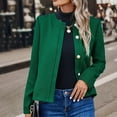 thumbnail image 2 of Goodeals Clearance,Women Elegant Dressy Jacket Cropped Tweed Blazer Jackets Collarless Business Casual Outfits Fall Jackets for Women(Green,XL), 2 of 5