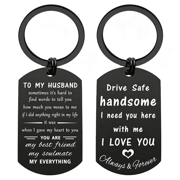DESIGNICE Husband Birthday Gifts- Drive Safe Handsome Keychain for Husband,I Love You Gifts for Valentines Fathers Day Anniversary Christmas Drive Safe Keychain for Him