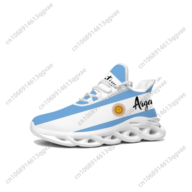 Zapatillas planas con bandera argentina para hombre y mujer, deportivas argentinas de alta calidad, con cordones, de malla, hechas a medida.