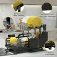 thumbnail image 4 of TEAFIRST Dish Drying Rack, 2 Tier Large Dish Rack and Drainboard for Kitchen Counter, 10.5'', Black, 4 of 8