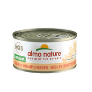 (24 Pack) Almo Nature HQS Natural Tuna and Shrimps in broth Grain Free Wet Cat Food, 2.47 oz. Cans