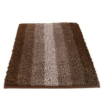WEXIA Modern Soft Chenille Bathroom Rug Non-Slip Backing Absorbent 32" x 20"  Brown Furry Bath Mats Rugs for Bathtub Shower Room