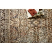 Loloi Layla Printed Oriental Distressed Olive / Charcoal 2-0 x 5-0 Accent Rug