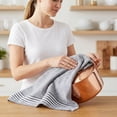 thumbnail image 6 of REGALWOVEN 100% Cotton Striped Kitchen Towels, 2 Pack Soft Absorbent Dish Towels Black 26" x 18", 6 of 7