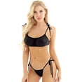 thumbnail image 1 of TiaoBug Ensemble Bikini Transparent pour Femmes Soutien-Gorge Micro à Nouer avec String Noir Taille Unique, 1 of 6