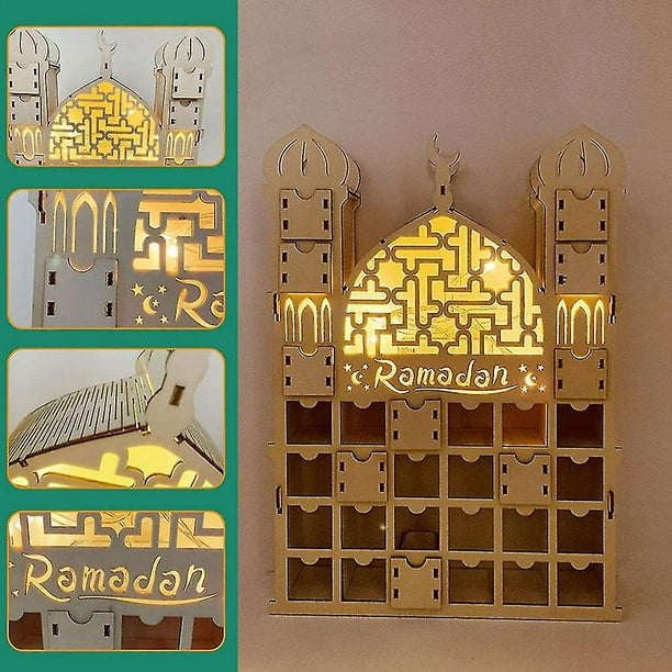 Calendrier Ramadan 2023 avec lumière LED, décoration Ramadan Eid Mubarak  Calendrier de l'Avent Calendrier de l'Avent à rebours DIY Ramadan  Calendrier