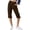 Brown, variant on Capri Pants for Women High Waisted Cropped Pants Cuffed Hem Solid Color Straight Leg Summer Linen Pants with Pockets