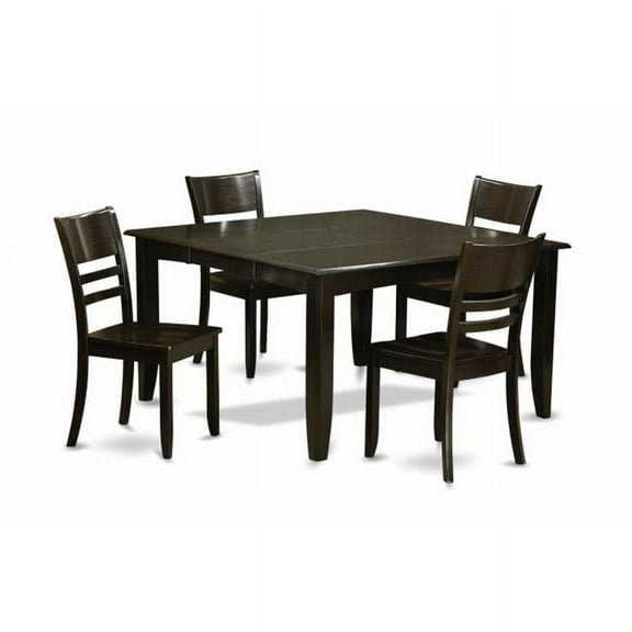 East West Furniture PFLY5-CAP-W 5 Piece Dining Room Set-Dinette Table With Leaf and 4 Kitchen Chairs