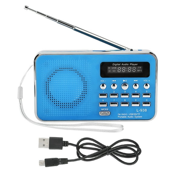 ZOUSSIQI 87.5MHz-108MHz Stereo FM Radio TF/USB/IMMC/AUX Music Noise Cancelling Mini Speaker Radio - Blue EL225#18126