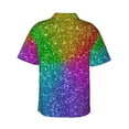 thumbnail image 3 of Daiia Colorful Glitter Hawaiian Shirt for Men Gentle Cotton Regular Short Sleeve Casual-X-Large, 3 of 9