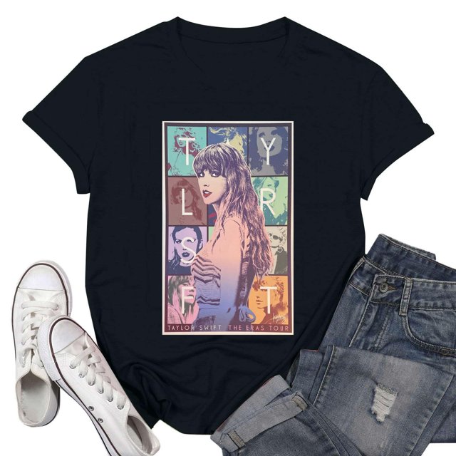TayIor Sw1ft Chemises, Tyler Sw1ft Merch, Tyler Sw1ft, Mode Décontractée Imprimée Col Rond Manches Courtes Chemises Blouse Femme Amateur de Musique Graphique TKFASHION Vermillon m