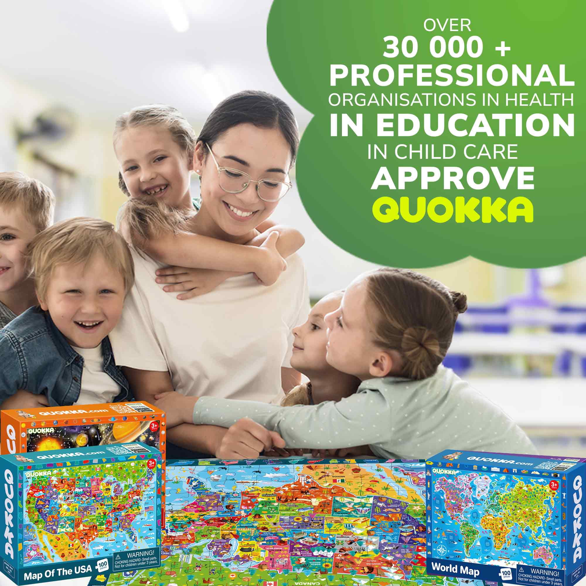Quokka 100-Piece Learning World & Space Floor Puzzle for Kids Ages 3-6