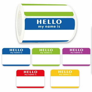 Name Tags Stickers 200 PCS 4 Colors Adhesive Name Tags Stickers, 3.5x2.25  Plain Name Tag Stickers Colorful Border Name Tag Labels (Fold) 