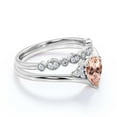 thumbnail image 2 of Gorgeous Minimalist 1.75 Carat Pear Cut Morganite And Diamond Moissanite Unique Engagement Ring, Affordable Wedding Ring, One Matching Band in 10k Solid White Gold Gift For Her Love, Bridal Ring Set, 2 of 3