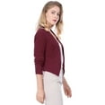 thumbnail image 4 of Chaqueta Corta Casual De Negocios Allegra K Sin Cuello Para Mujer Vino Rojo S, 4 of 6