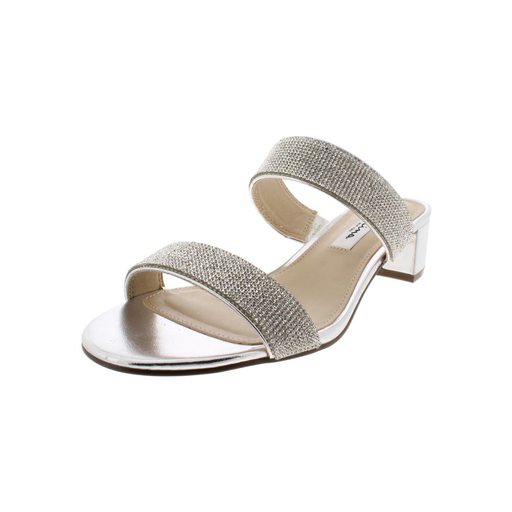 Nina Shoes Nina Womens Rhinestone Block Heel Slide Sandals