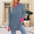 thumbnail image 2 of Tunic Tops for Women Loose Fit Dressy, Comdrip Women's Striped Tops Casual Tunic Tops Long Sleeve Thumb Hole Shirts Basic Shirts Women Fall Clothes Watermelon Red S, 2 of 4