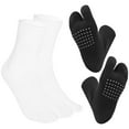 thumbnail image 3 of Tineasur 2Pairs Womens Split Toe Socks Cotton Blend Toe Separator Socks Non Skid Grip, 3 of 8