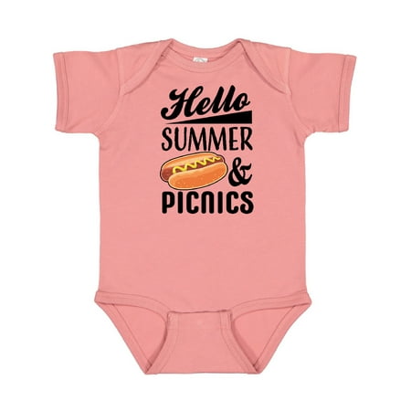 

Inktastic Hello Summer and Picnics with Hot Dog Gift Baby Boy or Baby Girl Bodysuit