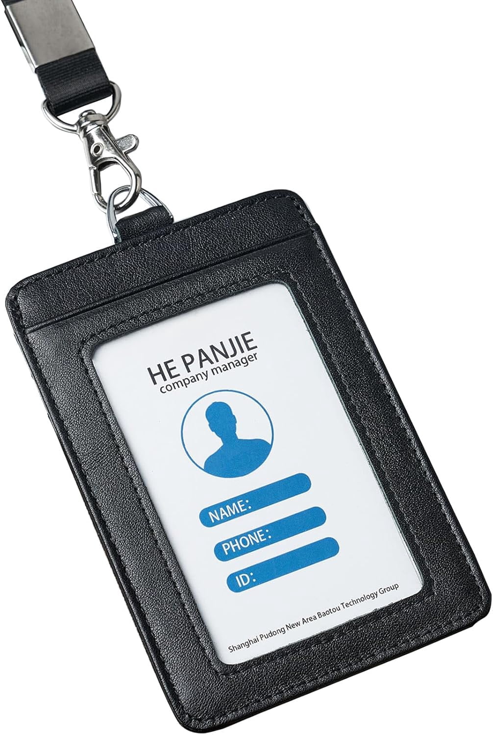 Genuine leather id badge holder with lanyard,soft leather ID Card Holder,Up to 20 colors and leather grains to choose,frommultiple card slots,vertical work name badge case