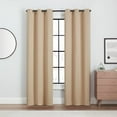 thumbnail image 2 of ECLIPSE Andover Solid Tripleweave Thermal Blackout Grommet Curtains for Bedroom (2 Panels), 42 in x 63 in, Beige, 2 of 7