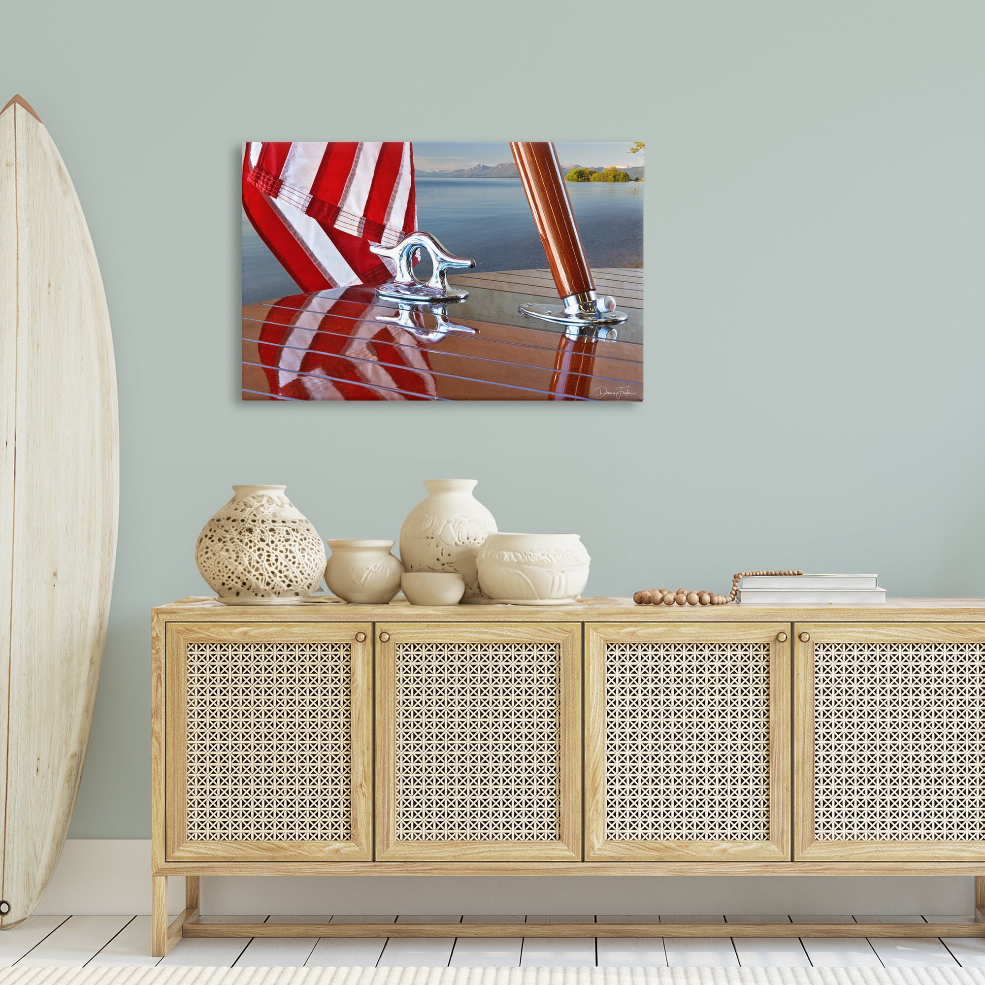 Stupell Industries Flag On Boat Hull Transportation Photography Gallery Wrapped Canvas Art Print Wall Art, 36 x 24