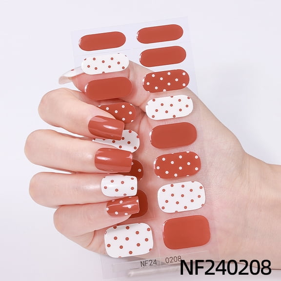 Gel nail stickers waterproof ice transparent bow love Valentine's Day French UV semi-cured nail stickers