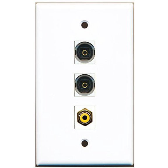RiteAV - 1 Port RCA Yellow 2 Port Toslink Wall Plate