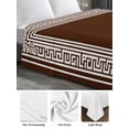 thumbnail image 6 of Coffee Brown Greek Key King Size Flat Sheet, Wrinkleproof & Fadeproof Cooling Flat Bed Sheet Only, Geometric Greece Ancient Farmhouse Geo Breathable Soft Bedding Top Sheets 105 x 98 Inches, 6 of 8