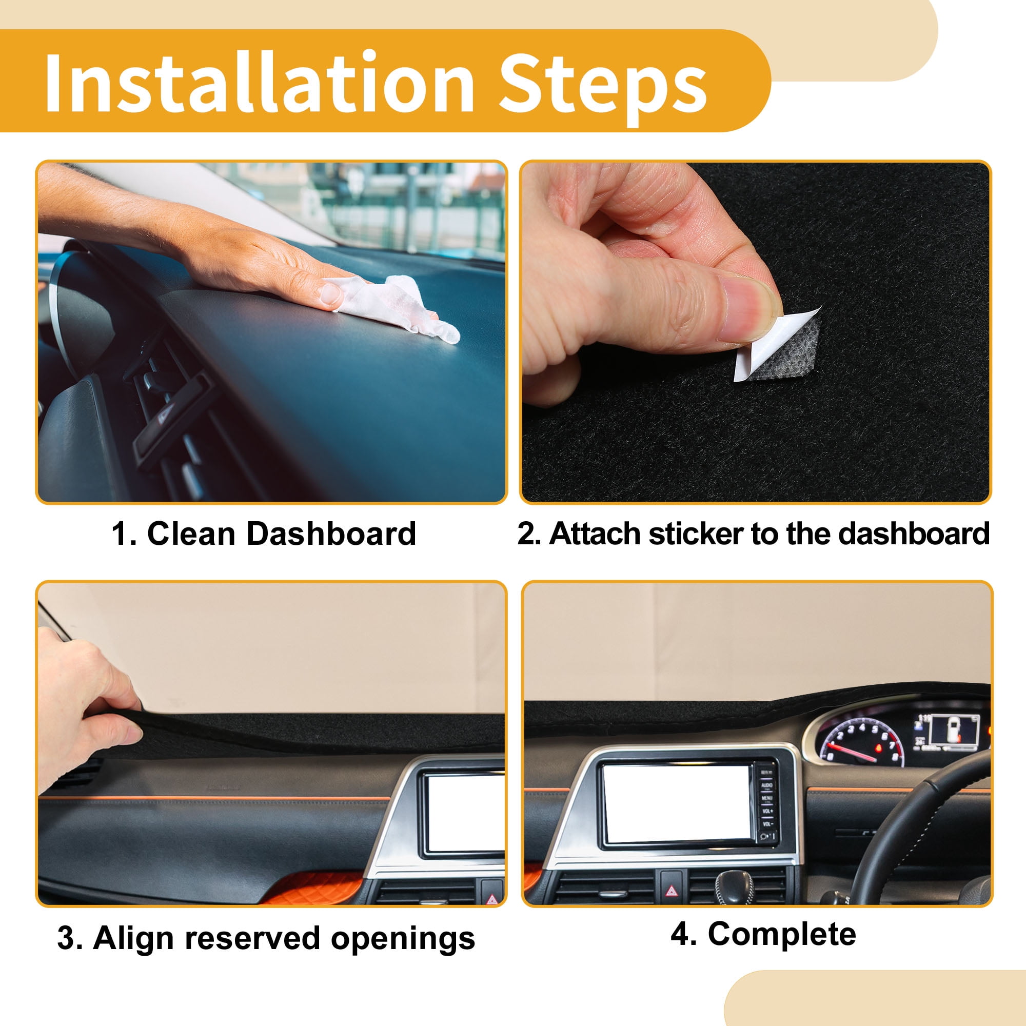 Unique Bargains Dashboard Cover Anti-Slip Dash Cover Mat Carpet for Ford ESCAPE 2020-2025 Hud Polyester Black