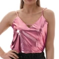 thumbnail image 2 of Shiny Metallic Crop Camisole Tops for Women V Neck Spaghetti Strap Sparkly Holographic Cami Tank Tops Disco Party Clubwear, 2 of 4