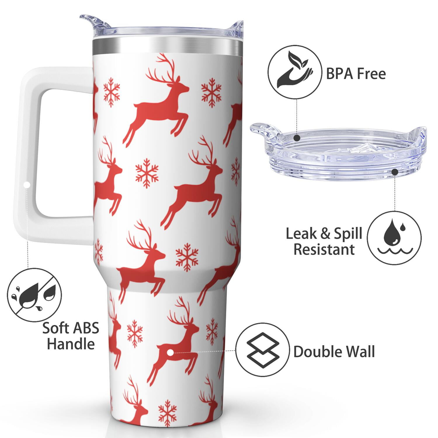 1pc 40 oz Christmas Tumbler with Lid and Straw Stainless steel Insulated tumblers Cute water bottle Travel/Gym coffee tumbler Gifts for Women/men