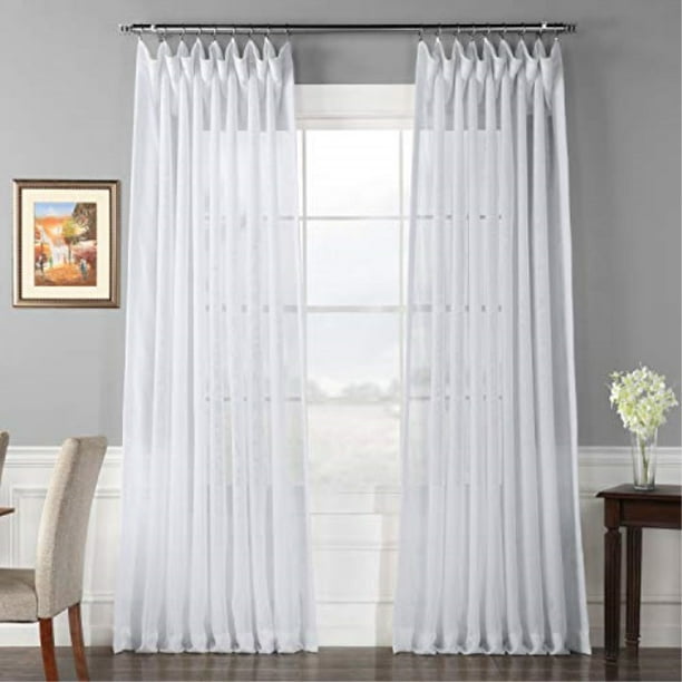 Exclusive Fabrics Signature White Extra Wide Double Layer Sheer Curtain Panel Exclusive Fabrics Signature White Extra