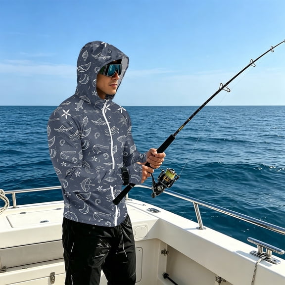 Full-Zip Men's Lightweight Hoodie UPF 50 - Breathable Camo Long Sleeve Sun Protection Jacket with Pockets for Golf, Fishing, Hiking