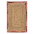 thumbnail image 3 of Unique Loom Braided Jute Collection Area Rug - Manipur (6' 1" x 9' Rectangle Natural/Blue), 3 of 7